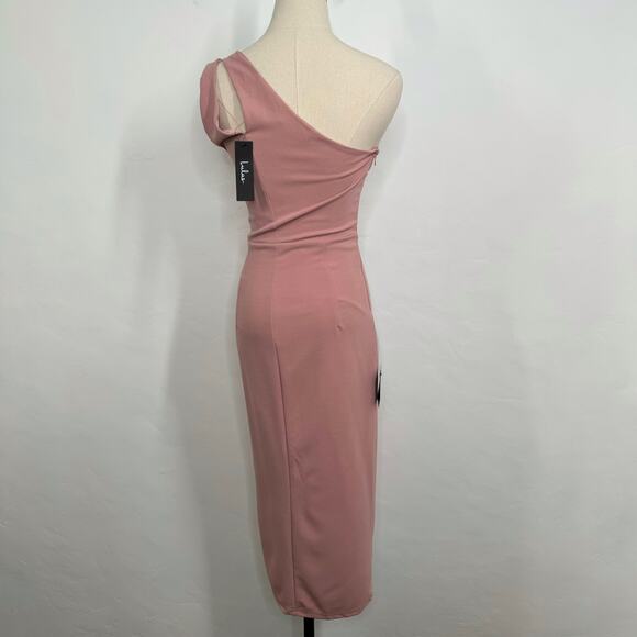 NWT Lulu's Cocktail Club Dress Mauve One Shoulder Midi Party Cocktail Size XS - Picture 4 of 15
